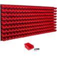 Système de rangement 174 x 78 cm a suspendre 198 boites bacs a bec XS rouge boites de rangement-0