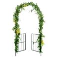 COSTWAY Arche Mariage en Métal de Jardin pour Plantes Grimpantes en Treillis 110 x 35 x 230 cm Portes Doubles Décor de Cérémonie-0