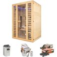 Sauna HOLL's - Venus 2 places - Hybride Vapeur & Infrarouge Dual Healthy -  Pack accessoires Premium pour sauna traditionnel Seau & -0