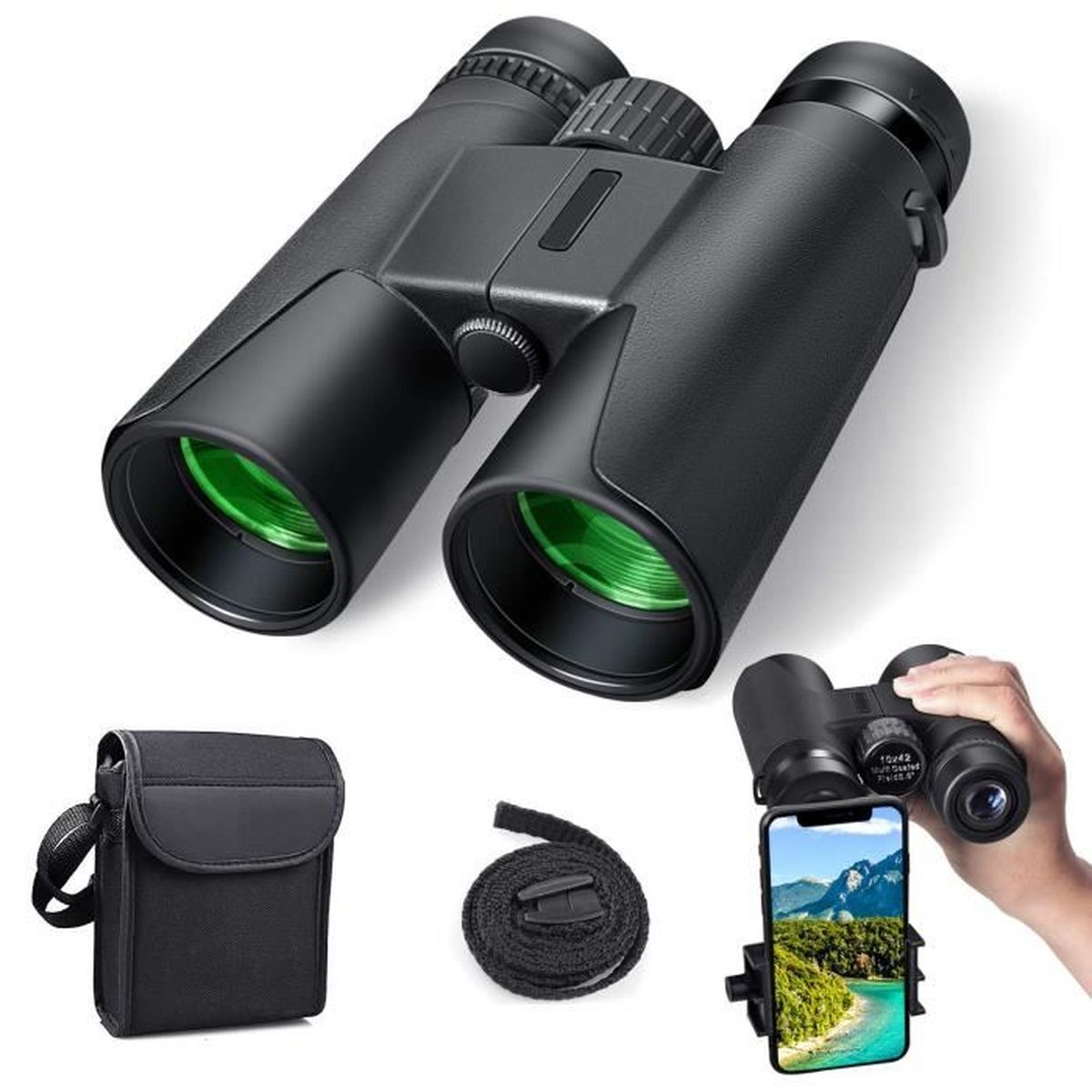 NOCOEX Jumelles Compactes Choix pour l/’Observation d/’Oiseaux Puissantes Convient pour Les Sports et Activit/és d/’ext/érieur Jeux Concerts Large Champ de Vision 10x42 Escalade