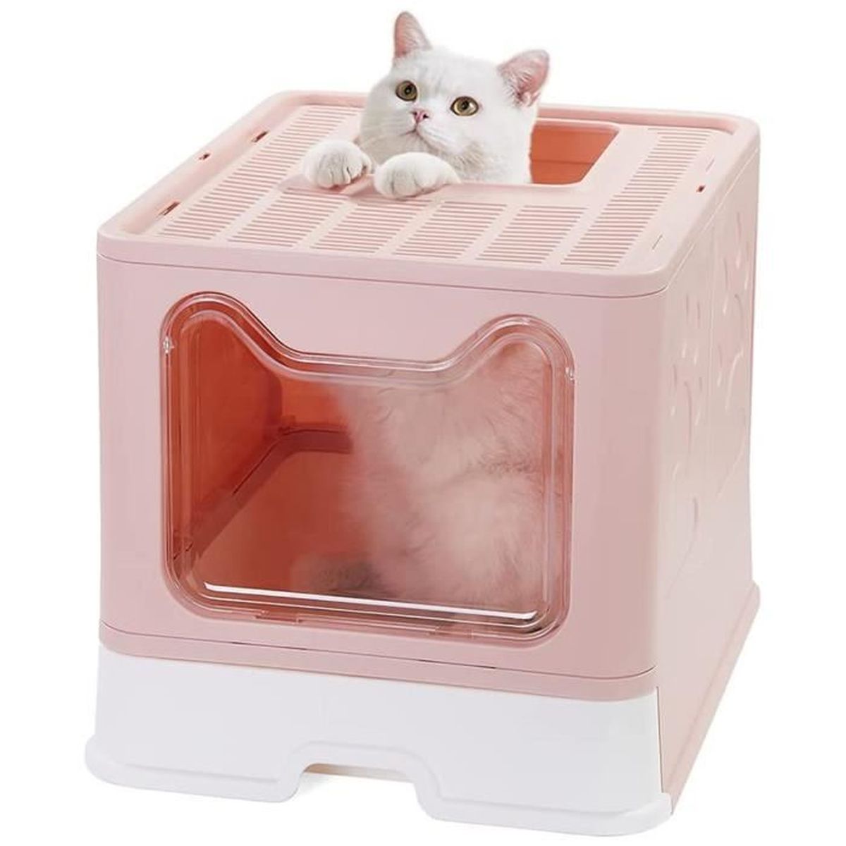 Bac litiere pour Chat avec Couvercle,Grande Litiere pour Chat,Maison de Toilette pour Chat,avec