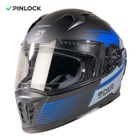 MOTOBLOUZ EROS NEO Casque de moto intégral avec visière solaire | Homologué ECE 22.06 | Pinlock Inclus | Black/Blue | Ca