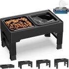 ATMOKO Gamelles Surélevées de 4 Hauteurs Ajustables, Support avec Gamelle Anti-Glouton et Gamelle Eau Anti-Éclaboussure pour Chien, Noir