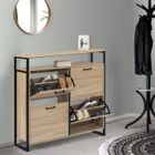 IDMARKET Meuble à chaussures 16 paires LUIS 4 portes avec étagère supérieure design industriel