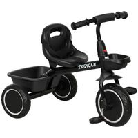 TRICYCLE POUR  ENFANT Tricycle évolutif pour enfant avec siège réglable et ceinture de sécurité - AIYAPLAY - Noir