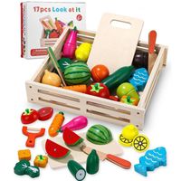 Enfant Fruits et légumes Jouets, Nourriture de Jouets en Bois pour la Cuisine des Enfants Education Cadeau, pour garçons et Filles 