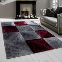 Teppium Tapis design moderne tapis rectangle damier cmhiné rouge [160 x 230 cm] Rectangulaire [4058819675403]
