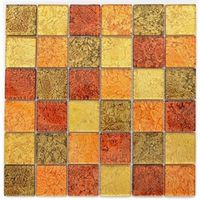 Pâte de Verre Or Orange Carreaux de Mosaique Structure Miroir Mosaïque Cuisine Paroi de Douche MOS120-07824