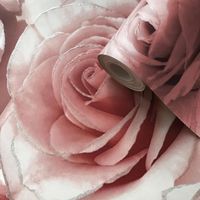 Papier peint à fleurs Madison Rose Glitter Framboise et Blush Rose - 10m x 0.53m - Muriva 139521