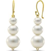 Miore Bijoux pour Femmes Boucles d'Oreilles pendantes avec Perles d'eau douce blanches 7.5 mm Boucles d'Oreilles en Or Jaune 
