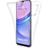 Coque pour Samsung Galaxy A15 4G - 5G - housse etui silicone gel fine 360 integrale (avant et arriere) + film ecran - TRANSPARENT