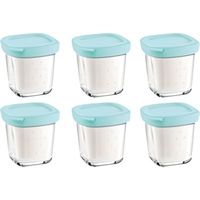 Pots à yaourt en verre avec couvercle bleu - MPM - XF100101 - 140 ml - pour yaourtière