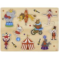 Engelhart - Puzzle d?encastrement avec Boutons de qualité - Jeux en Bois éducatifs pour Enfants 3 Ans et + (Cirque)