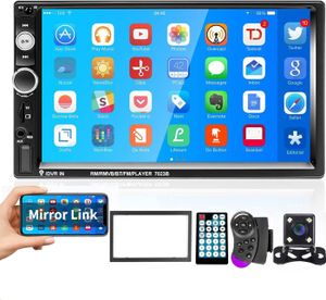 AUTORADIO Noir Autoradio Bluetooth 2 Din à écran Tactile de 7 Pouces Stéréo de Voiture Double Din Support Lien Mirior pour iOS/Android
