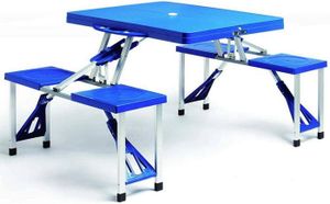 TABLE DE CAMPING Bleu Alu Table de Camping Table Valise Pliante ave