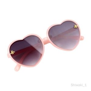 LUNETTES DE SOLEIL 2 pièces mode coeur lunettes de soleil lunettes transparentes petit rond pour filles enfants fête en plein air cadre rose