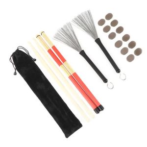 TAMBOUR DE FREINS ZJCHAO accessoires de batterie Kit de baguettes Rute Brush Damper Drum Set Accessoires de jeu d'instruments de musique avec sac