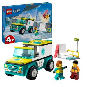ASSEMBLAGE CONSTRUCTION LEGO® 60403 City L’Ambulance de Secours et le Snowboardeur, Jeu Enfants avec Jouet de Véhicule Médical et Minifigurines