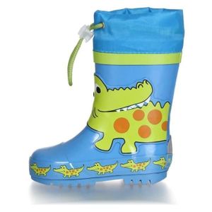 BOTTE Bottes de pluie bébé en caoutchouc Playshoes Crocodile - Bleu/Vert - Haute qualité - Réflecteurs de sécurité