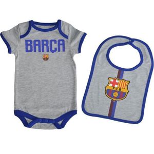 Body Bébé + Bavoir Officiel FC Barcelone - Collection Barça 6 Mois - 100% Coton Sous Licence Officielle
