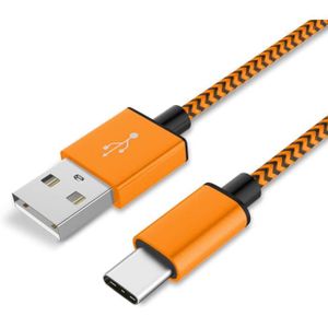 CHARGEUR TÉLÉPHONE Chargeur pour Samsung Galaxy A8 (2018) / A8+ (2018) / A9 (2018) Cable USB-C Metal Renforcé Data Synchro Type-C Orange 1m