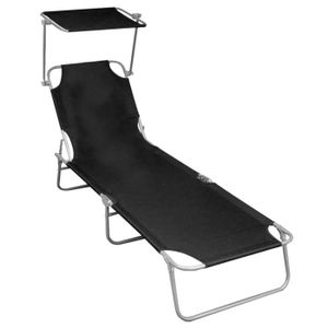 CHAISE LONGUE Chaise longue pliable avec auvent Noir Aluminium 4