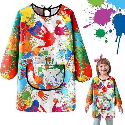 Tablier de peinture enfant - Tablier imperméable à manches longues - Blanc et bloc de couleurs Bloc de couleur MANCHON POUR 2 ROUES - Beaux- Arts et Loisirs créatifs