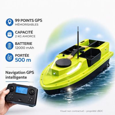 Bateau Appât De Pêche Télécommandé – Avec Sondeur GPS, Autonomie 500m – Neuf