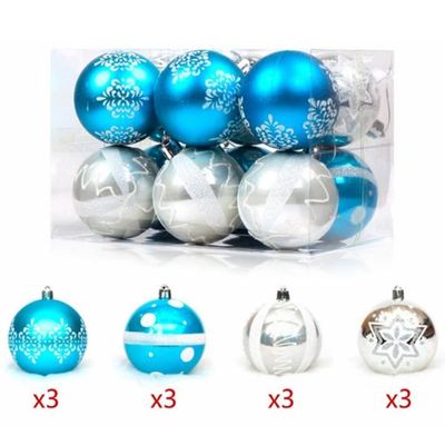 Lot De 6 Boules De Noël En Verre (D80 Mm) Fleur De Porcelaine Blanc - Boule Et Déco De Sapin