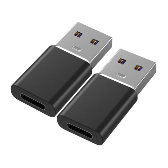 Lot de 2 adaptateur usb 3 0 vers usb c compatible chargeur secteur
