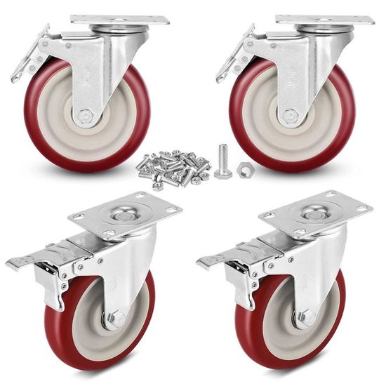 4 PCS Roulettes Charge Lourde Rétractables 1000KG - Roulettes Escamotables 360° Pour Meubles Et Établis