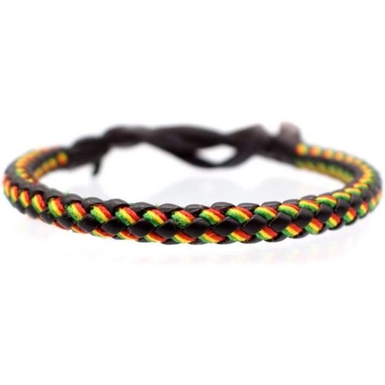 Bracelet Rasta en Cuir group pour Homme, Bijoux Décontractés et Sportifs, Prix Bon Marché