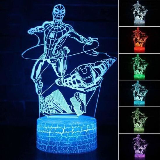 3D iron Man Spiderman Lampe Marvel Superhero Veilleuse LED USB Recharge 7 Couleurs Télécommande Touch Lampe de Table Enfant ED3971