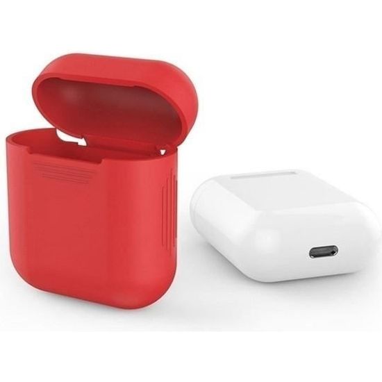 Coque Silicone pour AirPods 2 APPLE Boitier de Charge Grip Housse Protection (ROUGE)