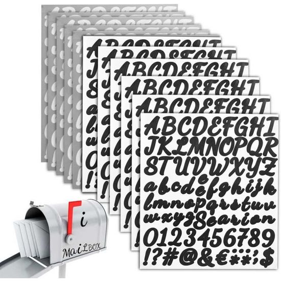 12 Feuilles Lettre Autocollantes 1008 Pièces Autocollant Adhesives Lettre  Alphabet Noir Blanc Vinyle Stickers Chiffres Adhesif[813] - Cdiscount Maison