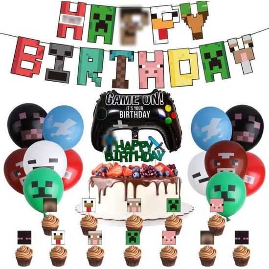 RNHDLY Ballons pixels, décoration d'anniversaire pour garçon, ballons en aluminium, décoration d'anniversaire d'enfant et fête de jeu (8 ans RNHDLY Ballons pixels, décoration d'anniversaire pour garçon, ballons en aluminium, décoration d'anniversaire d'enfant et fête de jeu (8 ans