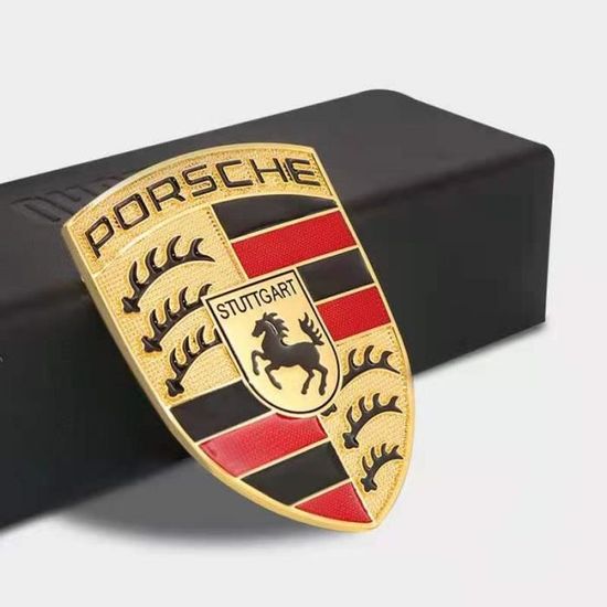 Porsche insigne capot classique jaune logo emblème signe de voiture avant