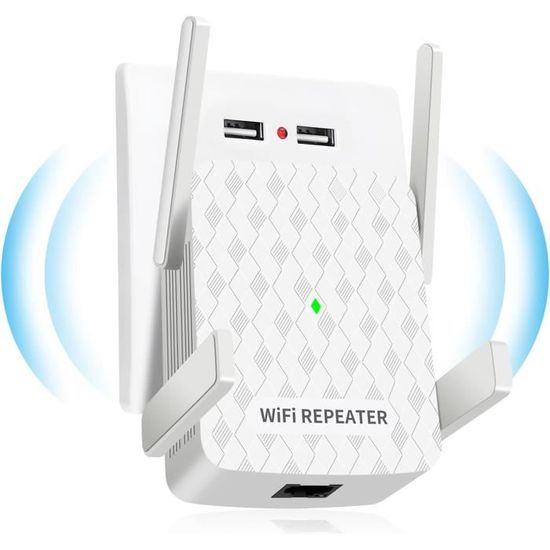 Répéteur WiFi 300Mbps, 2.4GHz WiFi Booster avec Port Ethernet ...