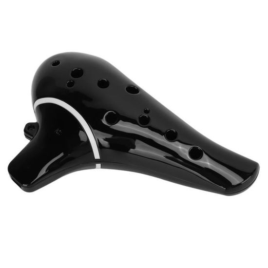 Ocarina 12 Trous AC Alto En DO - ABS Noir - Pour Débutants Et Pros - Avec Sac Et Partition - Instrument à Vent Portable