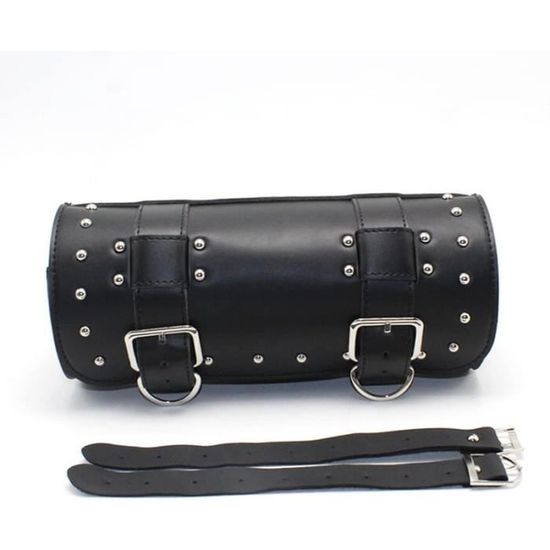 Wisboey Sac De Moto En Cuir Synthétique Pour Guidon - Universel Avec 2 Sangles - Noir