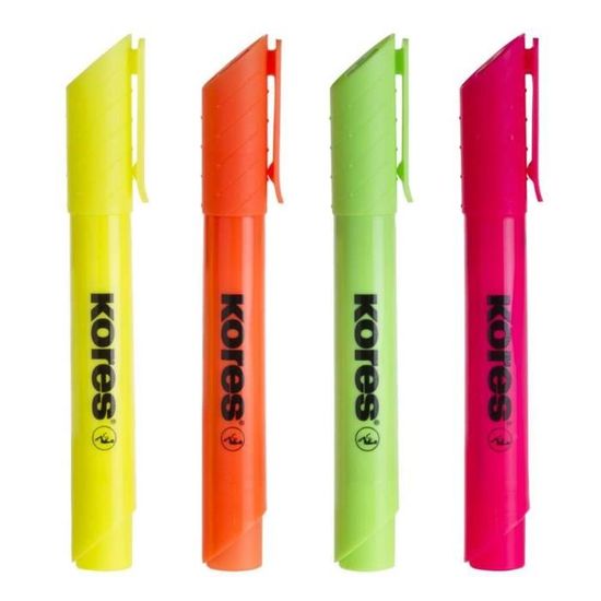 Kores - Rotulador Amarillo High Liner Plus, Fluorescente, Tinta A Base De Agua, Con Forma Ergonómica, Suministros