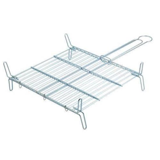 Metaltex 730430 Grille Double Carrée 30x30cm - Barbecue Charbon Et Bois Avec Verrou Sécurité