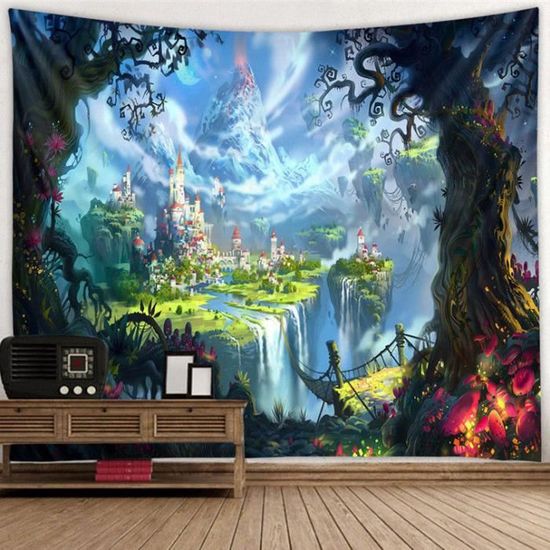 Odot Tapisserie Murale, Monde Carte Impression Tenture Murale Couverture Voyage Châle Serviette Drap De Plage Tapis De Yoga Nappe Pique Nique Couvre Lit (150x200cm,K