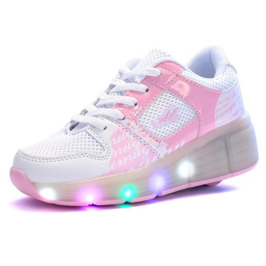 Chaussures à Roulettes Enfants LLH - Baskets Skate Rétractable - Double Roue - Taille 33 EU