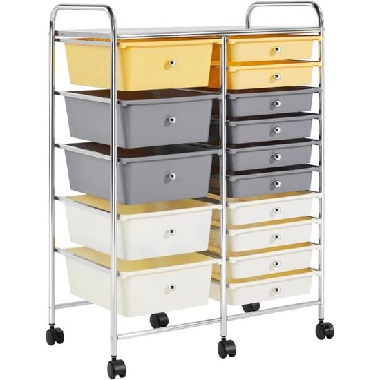 Commode 6 Tiroirs Sur Roulettes – Meuble De Rangement Plastique Bleu/Blanc Pour Chambre, Bureau, Salon