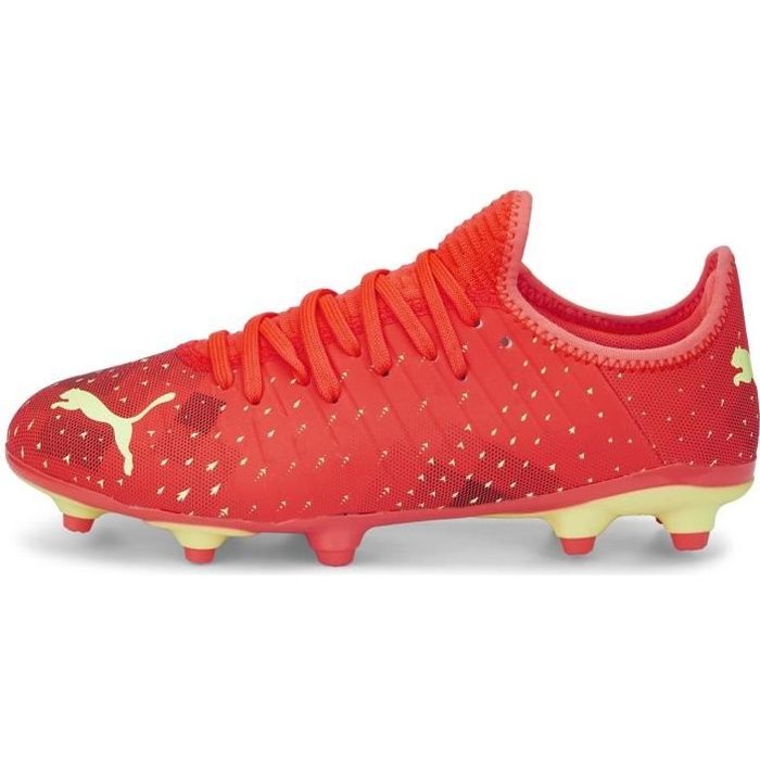 Chaussures football - Enfant - PUMA - FUTURE Z 4.4 - Crampons moulés - 28-38 - Rouge corail et Jaune