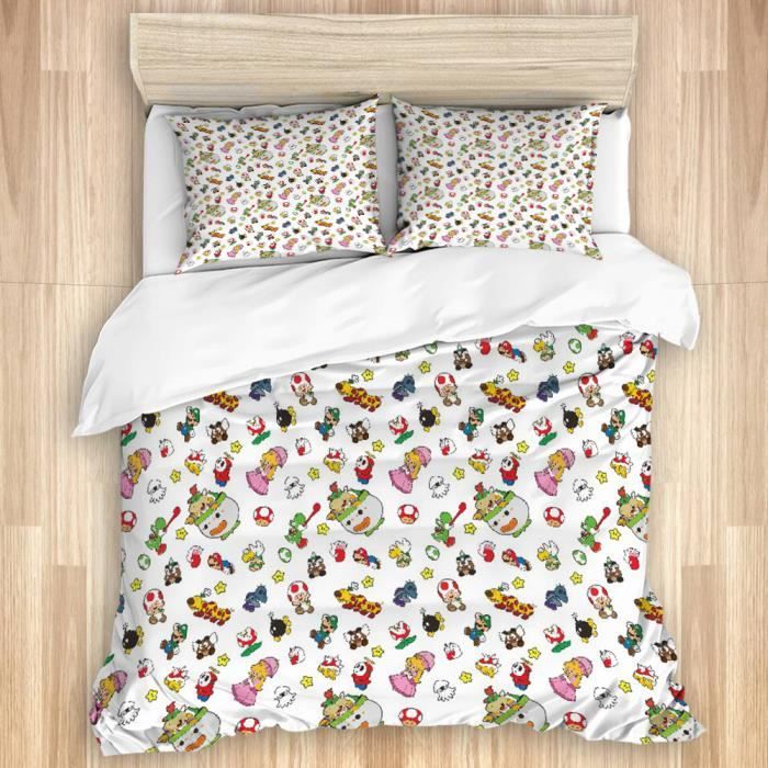 Parure De Lit 3 Pièces Microfibre - Housse Couette 260x240cm + 2 Taies 65x65cm - Motif Arbre De Vie/carte Du Monde - Vert Sauge - 12