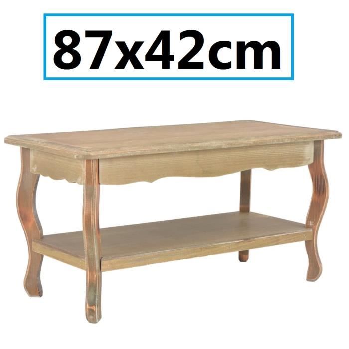 Table basse vintage en MDF bois et de Pin 87x42cm Marron Clair
