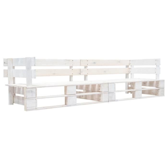 Canapé palette à 2 places de jardin Blanc Bois #432 -PAI