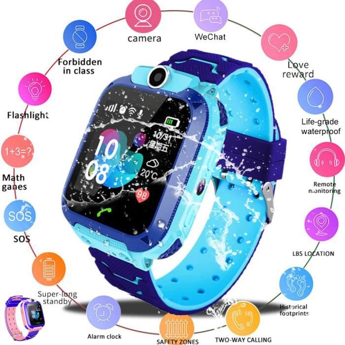 Montre de téléphone intelligent- GPS - Ecran tactile HD - Carte SIM - SOS Alarme- Étanche-Positionnement à distance de la caméra
